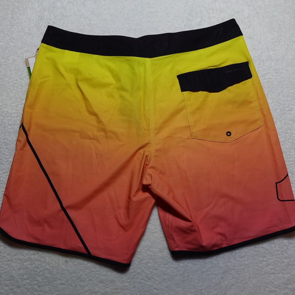 Quiksilver Board Shorts Mens 36 Orange Yellow Gradient New Wave Stretch 19